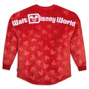 Disney World Spirit Jersey Plush Mickey Mouse Red Long Sleeve Top Adult XXL